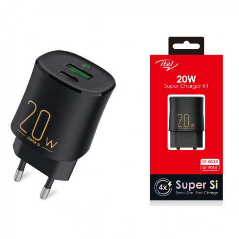 Chargeur Itel ultra rapide ICW 201E 20W – NOIR — Afficher l'image 3