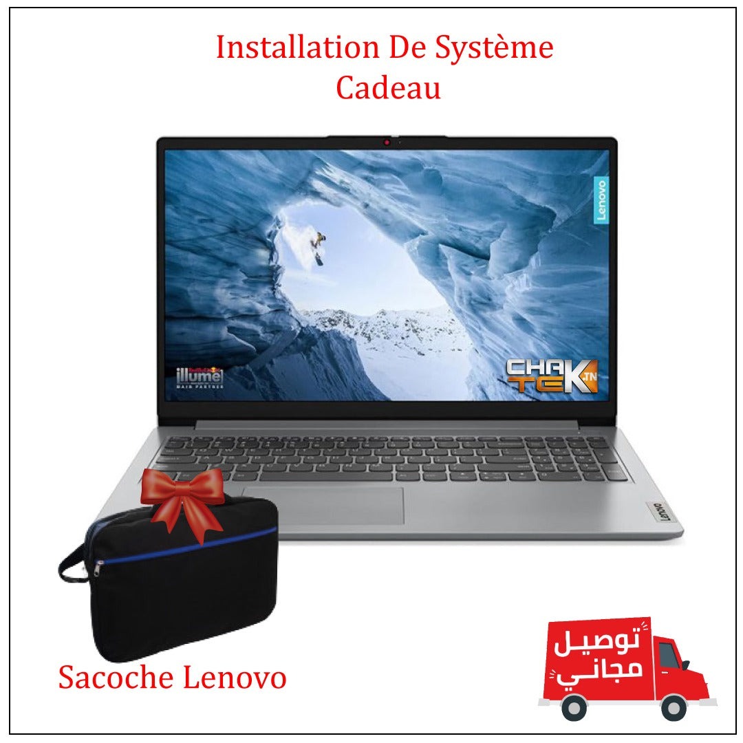 Pc Portable LENOVO IDEAPAD 1 15IGL7 CELERON N4020 8GO 256GO SSD + Sacoche + Système + livraison