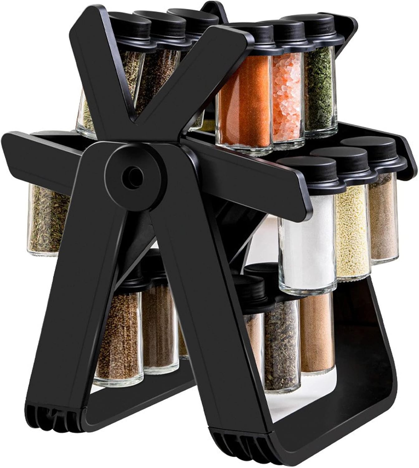 Set Portes Épices Rotatif avec 18 Pots en verre