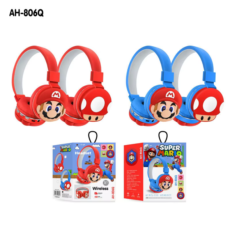Casque Bluetooth Cartoon 3D Super Mario AH-806Q