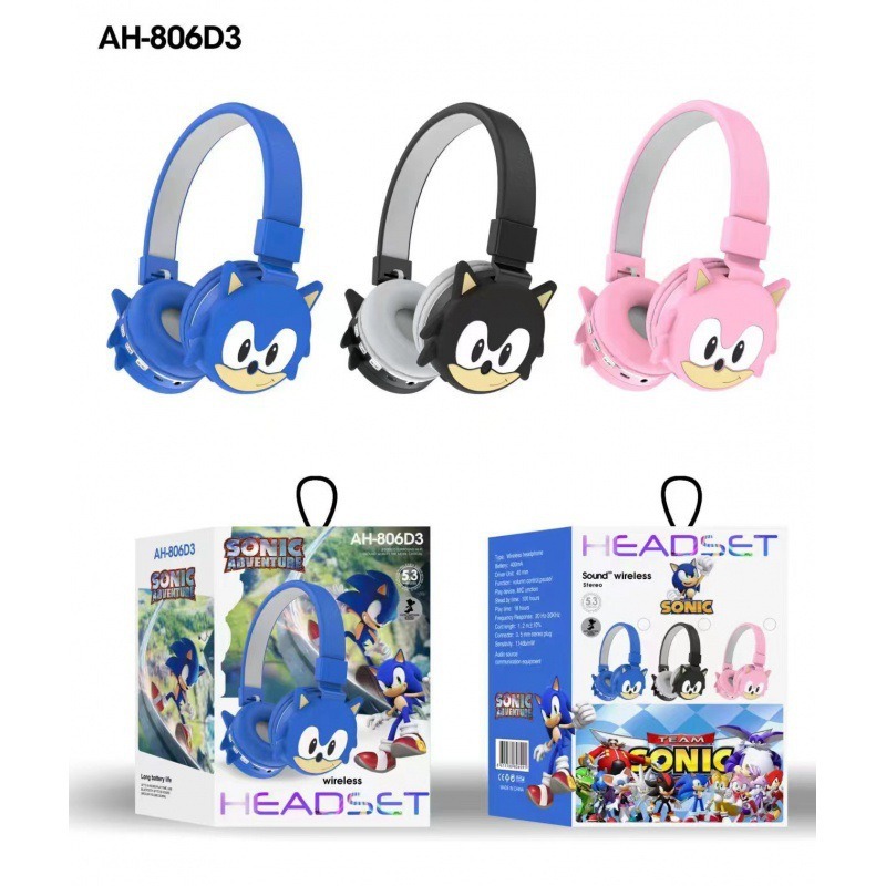 Casque Bluetooth Cartoon 3d Sonic AH-806D3