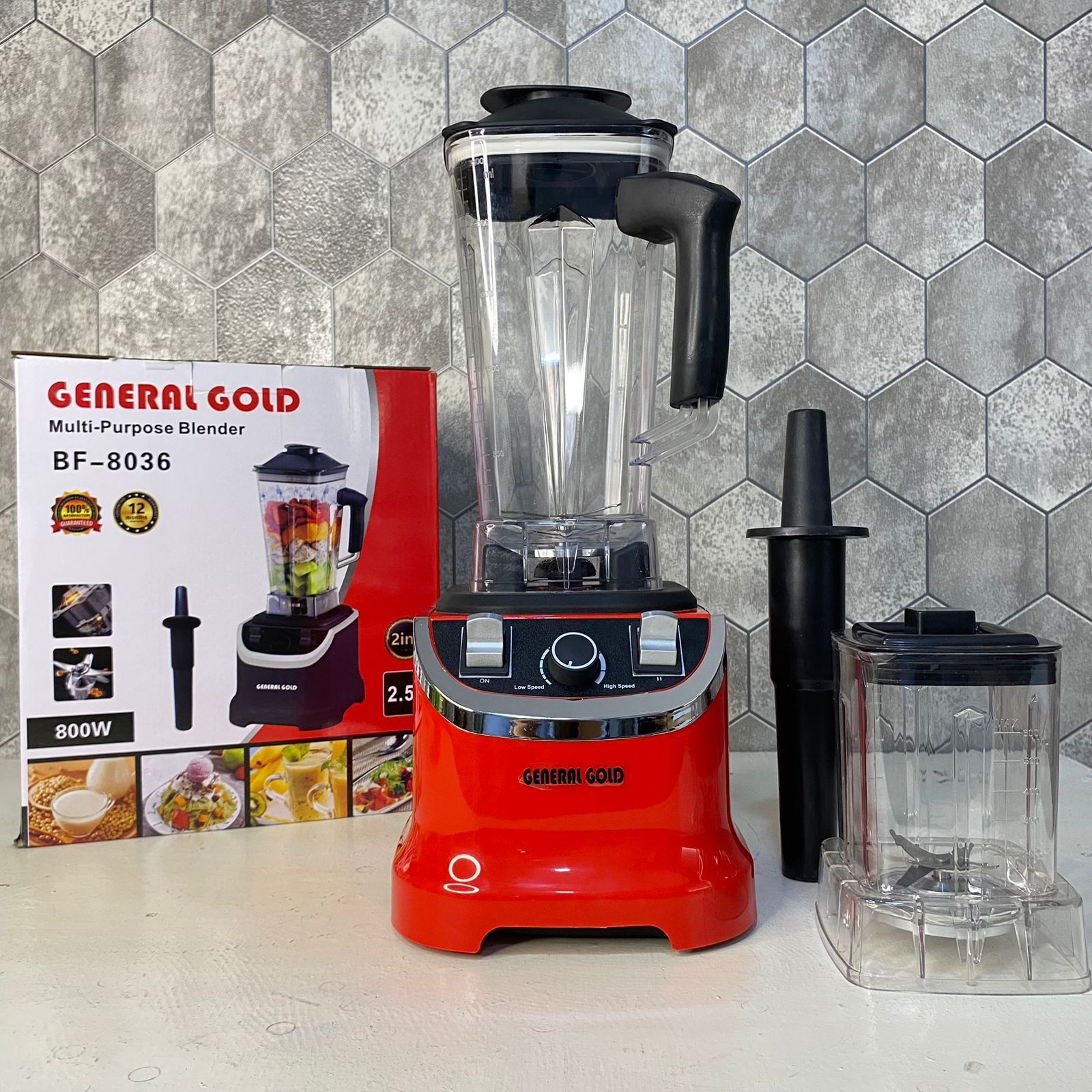 Blender 2en1 General Gold BF-8036 2.5L 800W Rouge