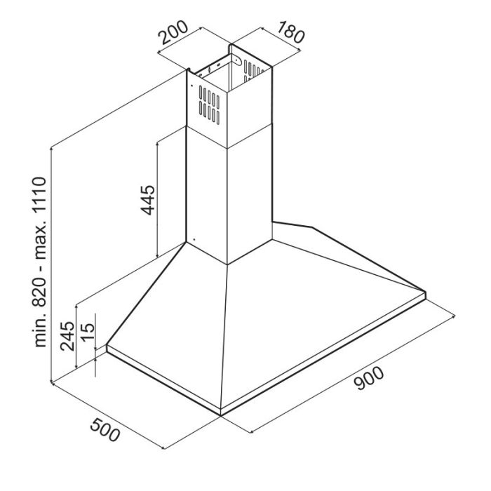 Hotte pyramide cheminée FOCUS 90cm Inox F905X — Afficher l'image 2