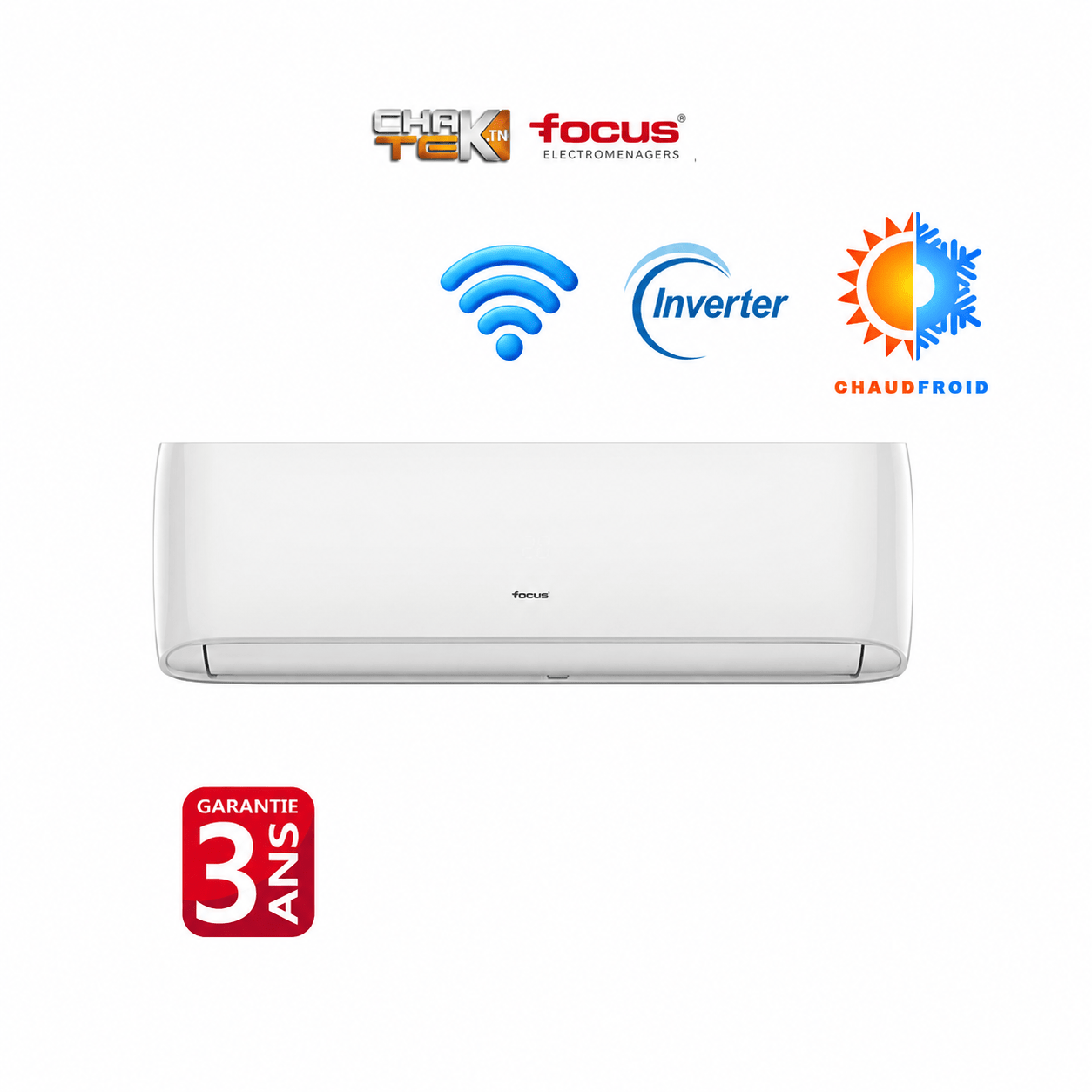 Climatiseur FOCUS 18000 BTU INVERTER SMART TROPICALISÉ T3/ Chaud & Froid FC-18CH