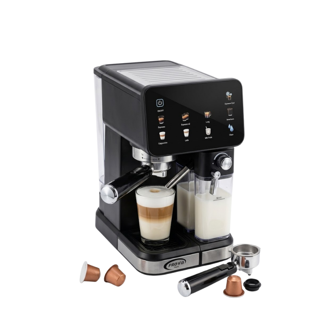 Machine à Café Expresso Prova avec capsule 10en1 1350W PE-777