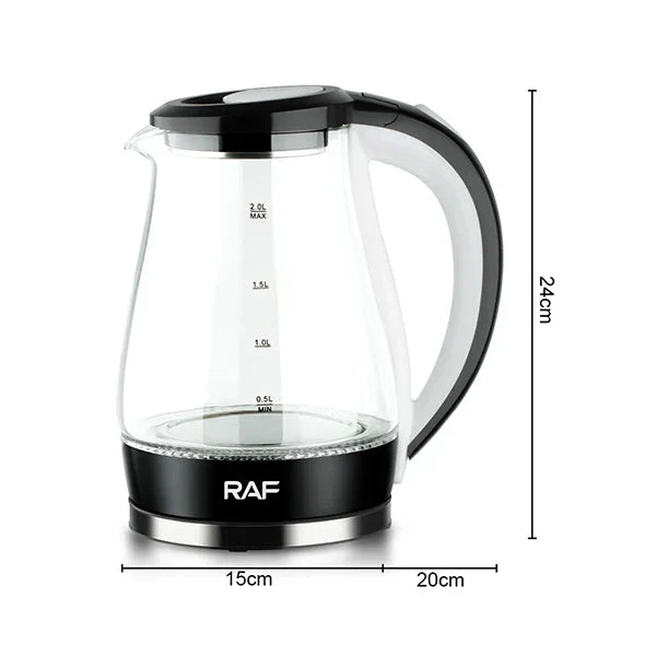 Bouilloire Electrique en Verre RAF 2L 2000W Noir R.7820