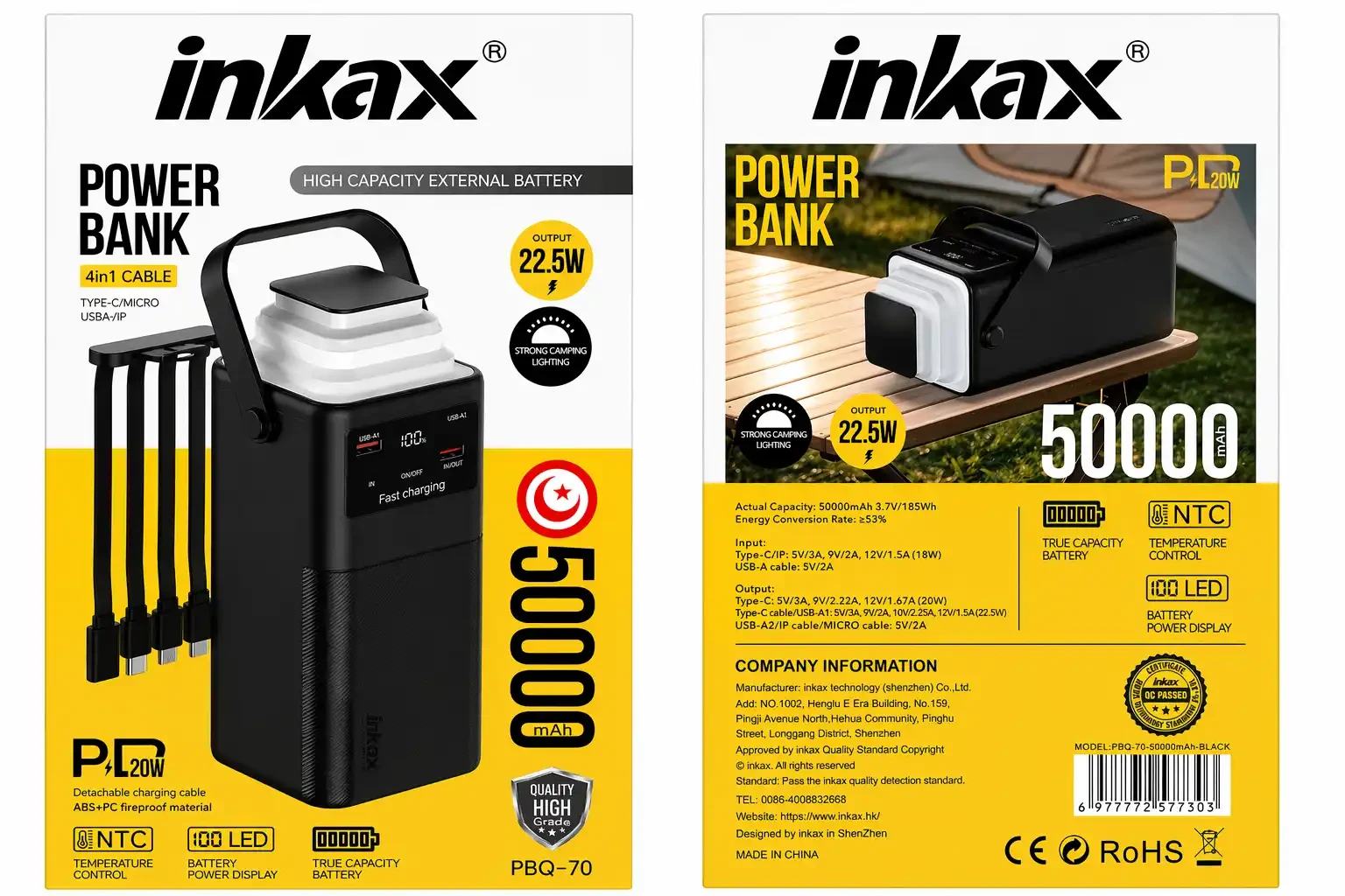 Power Bank Inkax 50000mAh PBQ-70 - Noir — Show image 2
