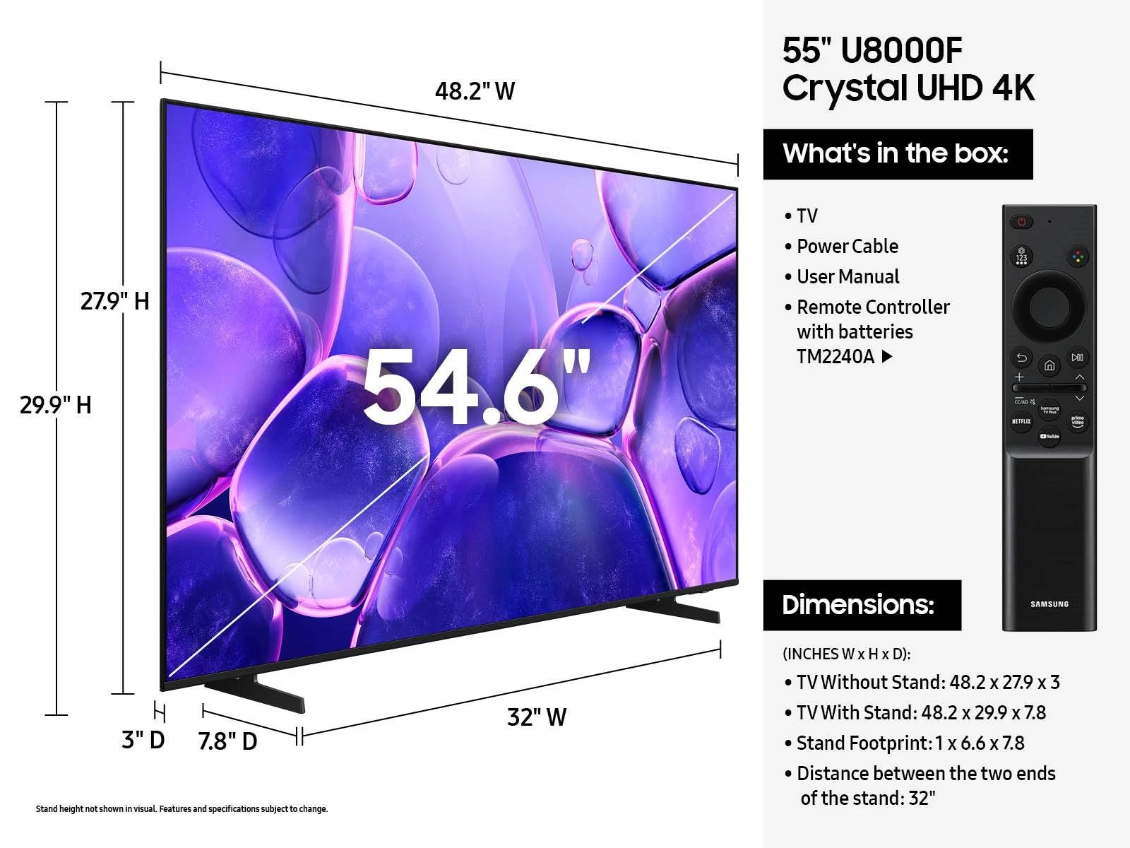 TV SAMSUNG 55'' Crystal UHD 4K Smart TV U8000F — Afficher l'image 3